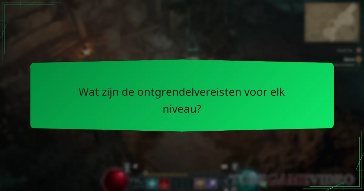 Wat zijn de ontgrendelvereisten voor elk niveau?